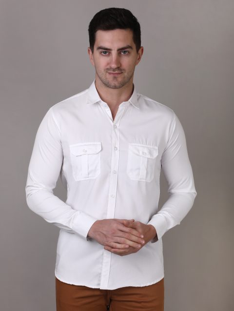 White Double Pocket Shirt for Men