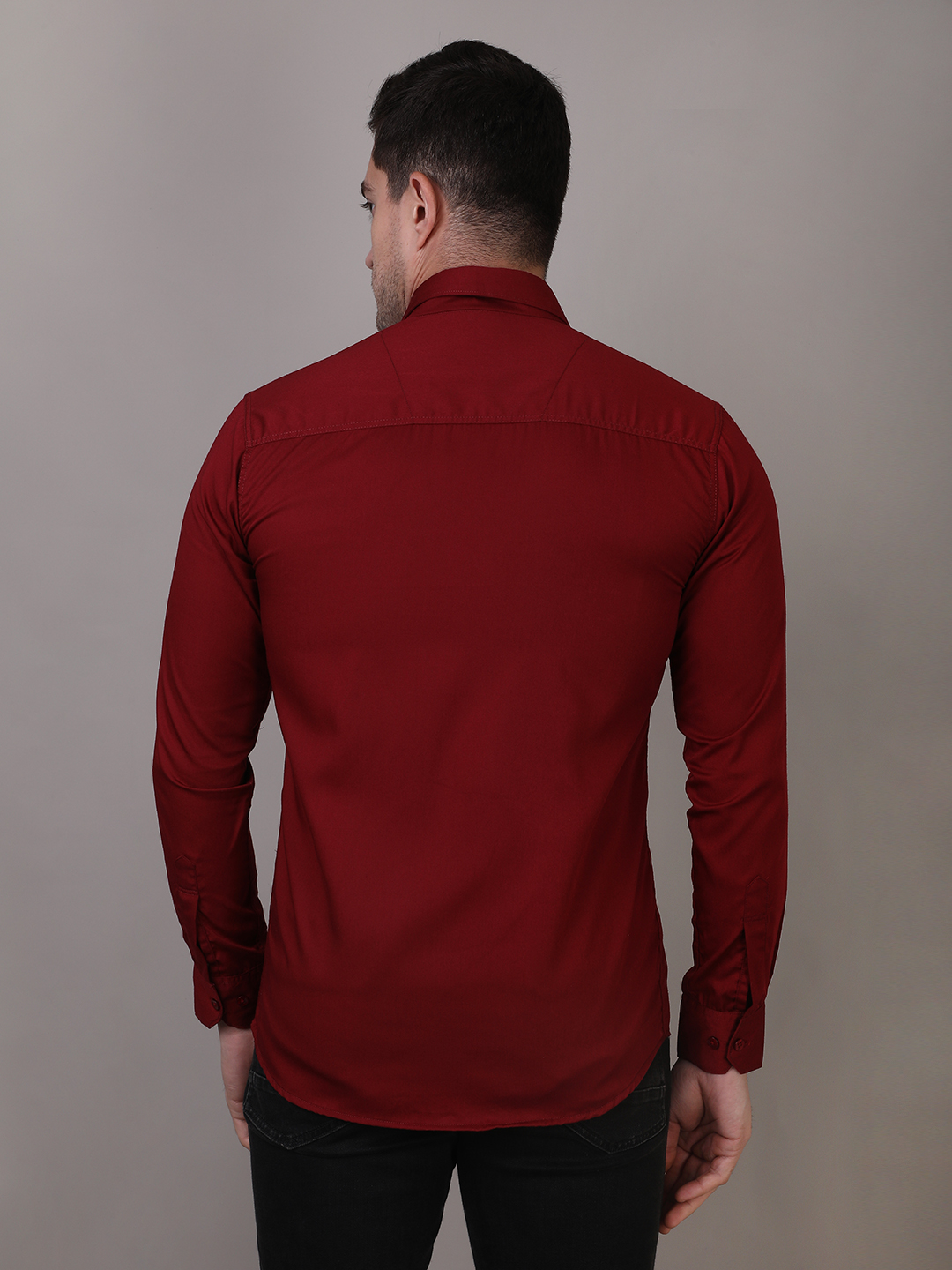 Maroon Double Pocket Shirt for Men