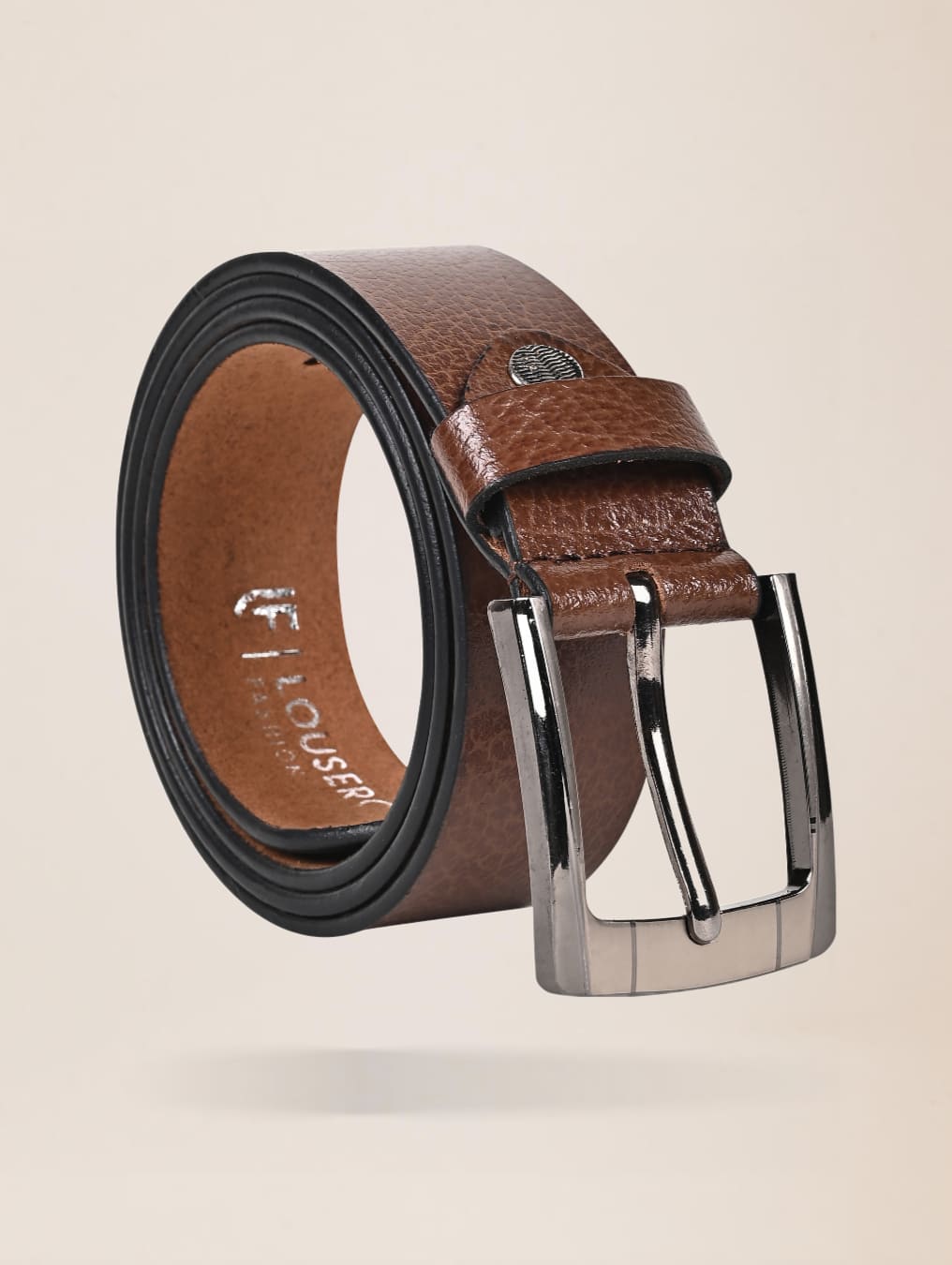 Men Casual Brown Genuine Leather Belt